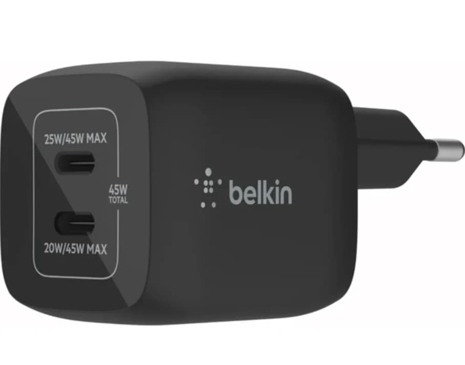 Carregador de parede Belkin BoostCharge 45 W duplo USB-C, preto (WCH011)