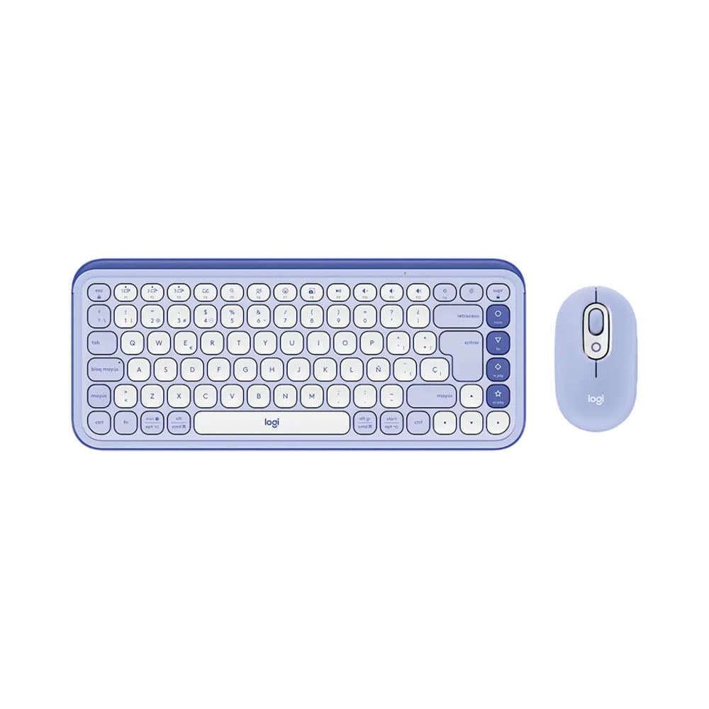 Combo teclado y mouse Logitech POP Icon, lila/blanco