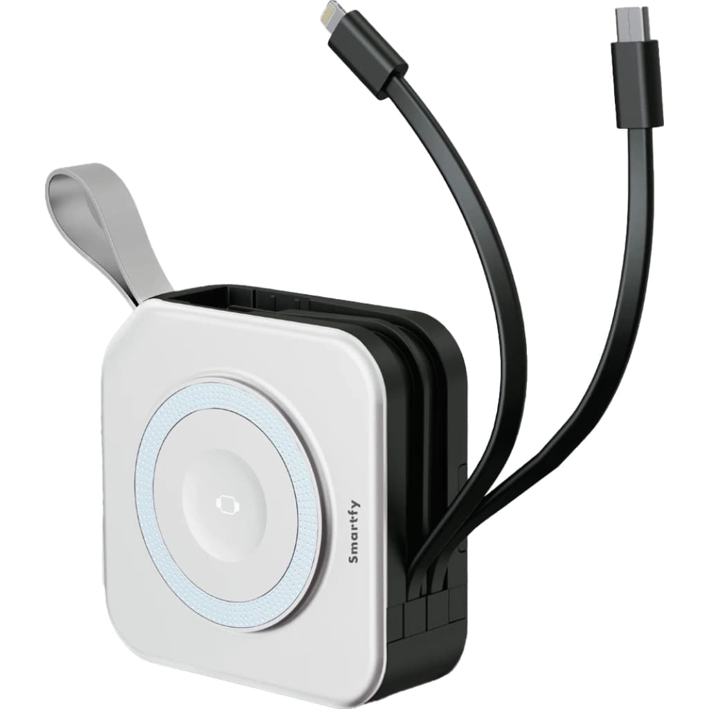 Smartfy PBK03 3-in-1 Powerbank 10.000 mAh 22,5 W mit USB-C- und Lightning-Kabel, Weiß, Bild 1 von 1