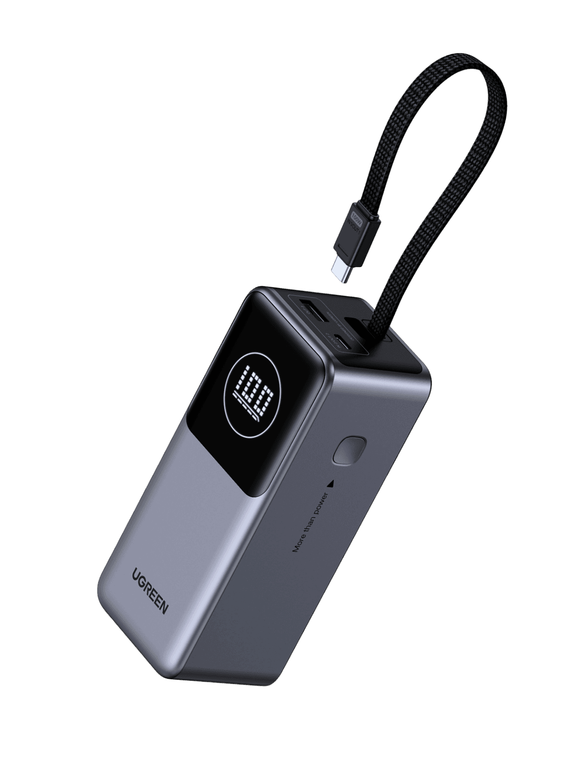 UGREEN Nexode PB723 Powerbank 20.000 mAh 130 W mit integriertem USB-C-Kabel, Grau