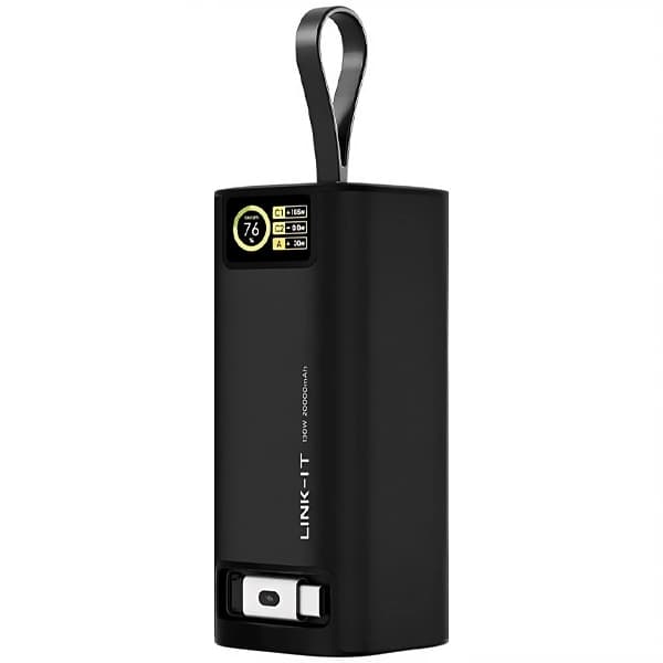 Bateria externa Link-IT LINKBAT-K01-20K 20.000 mAh 130 W para Starlink Mini, preta