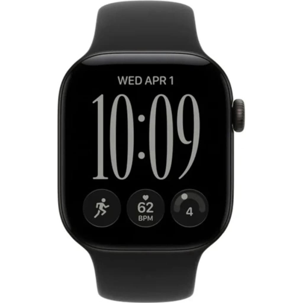 Apple Watch Series 12 GPS 42 mm, Gehäuse Aluminium Schwarz mit Sportarmband Schwarz S/M (MJEA4LS/A)