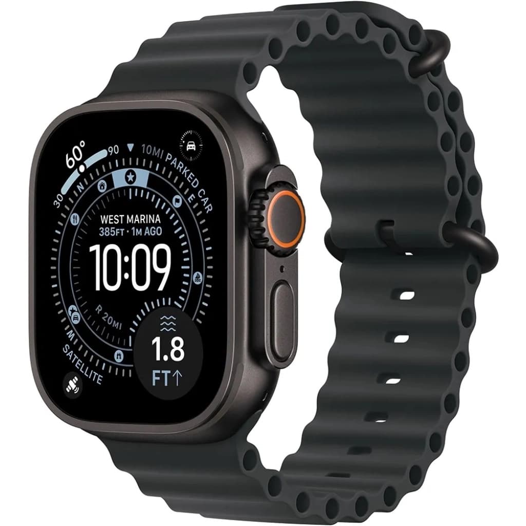 Apple Watch Ultra 3 GPS + Mobilfunk 49 mm, Gehäuse Titan Schwarz mit Ocean Armband Schwarz (MF0J4LW/A)