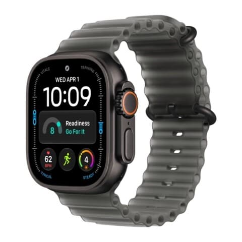 Apple Watch Ultra 4 GPS + Mobilfunk 49 mm, Gehäuse Titan Schwarz mit Ocean Armband Transluzent Schwarz (MJAY4LS/A)