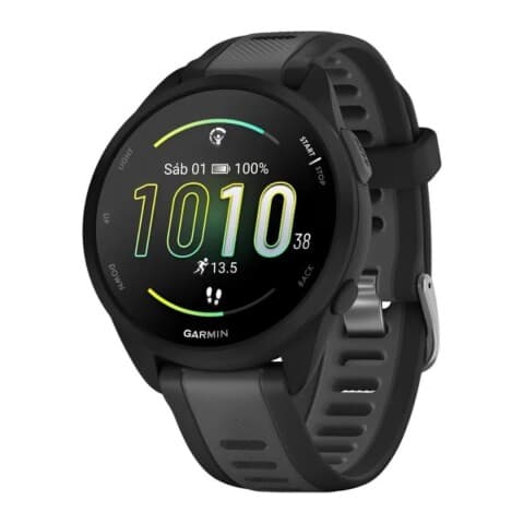 Relógio GPS de corrida Garmin Forerunner 165 AMOLED, preto/cinza ardósia