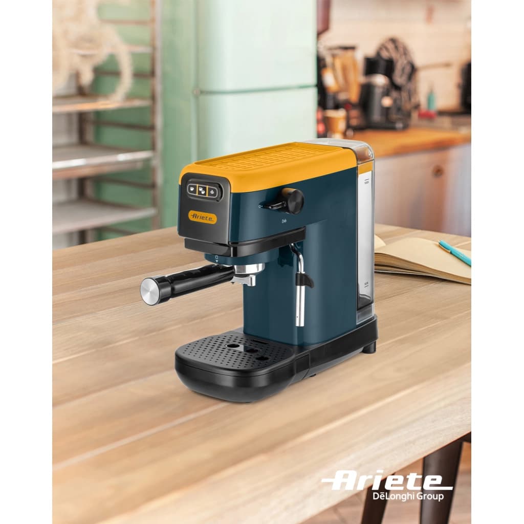 Cafetera espresso Ariete Espresso Slim 1399, 15 bar, 14 cm de ancho, amarilla