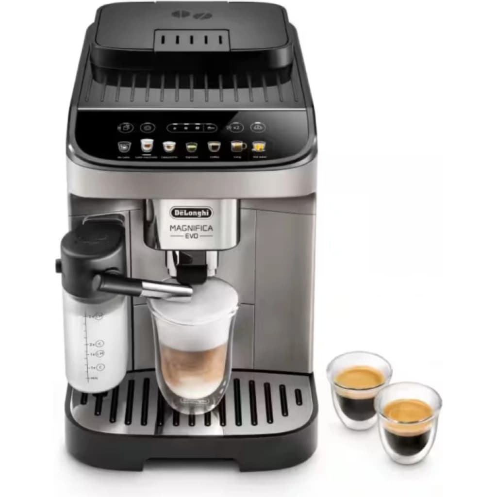 Cafetera superautomática De'Longhi Magnifica Evo LatteCrema, jarra de leche, 7 recetas, titanio