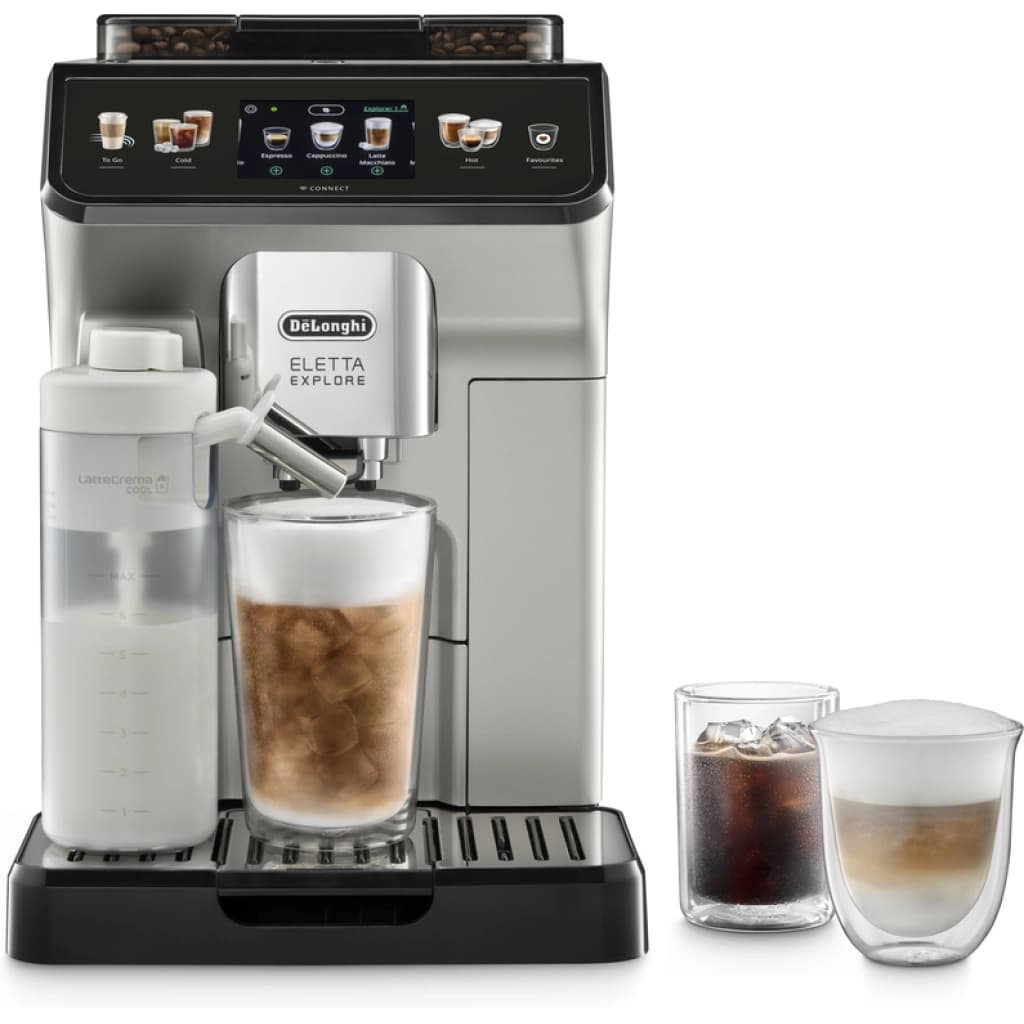 Cafetera superautomática De'Longhi Eletta Explore, caliente, frío y cold brew, titanio