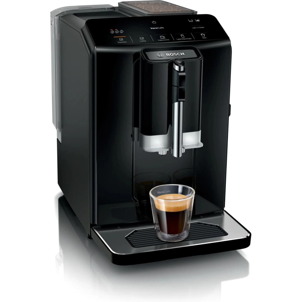 Cafetera superautomática Bosch VeroCafe Series 2 TIE20119, sistema de leche, negra