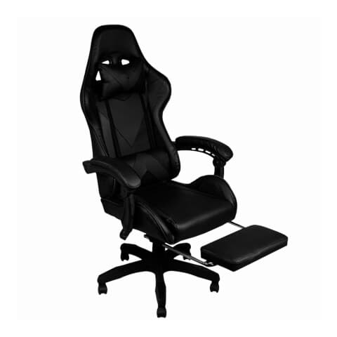 Level Xtreme Gaming-Stuhl mit ausziehbarer Fußstütze, Schwarz