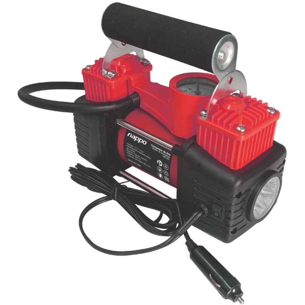 Compressor de pneus reforçado Nappo NHI-291 de 12 V com cilindro duplo, 300 W, 150 PSI, imagem 1 de 1