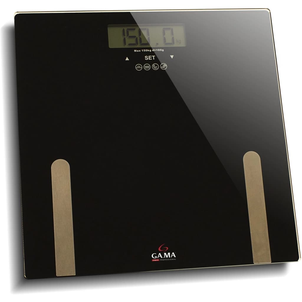GA.MA 914-3573 Digital Body-Fat Bathroom Scale, Black Glass