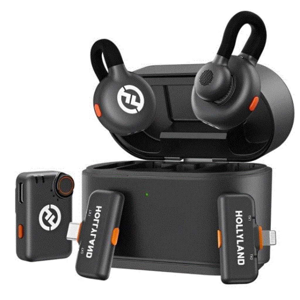 Microfone sem fio Hollyland Lark M2S Ultimate Combo, 2 transmissores, USB-C, Lightning e 3,5 mm