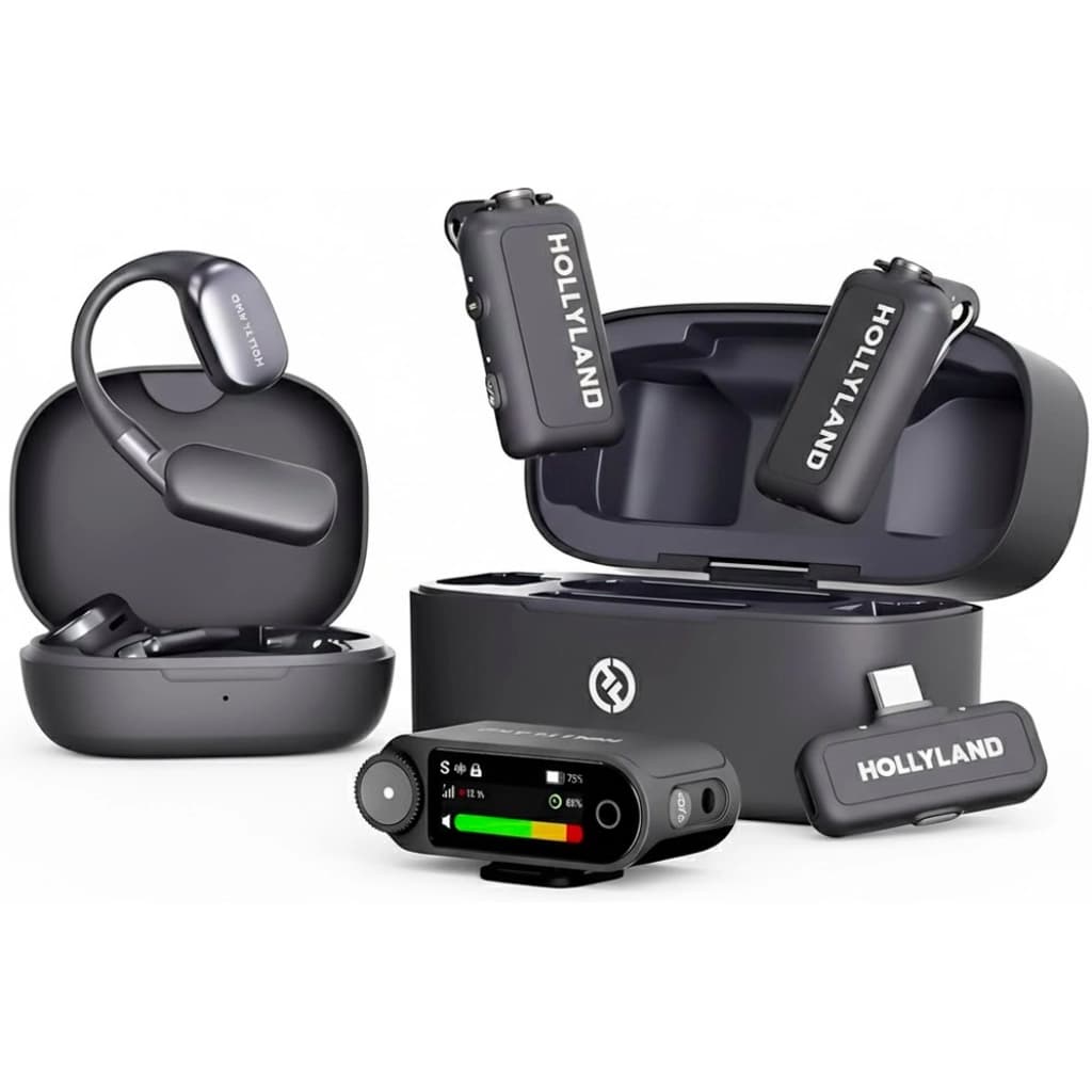 Microfone sem fio Hollyland Lark Max 2 Ultimate Combo, 2 transmissores, 2 receptores USB-C e 1 para câmera