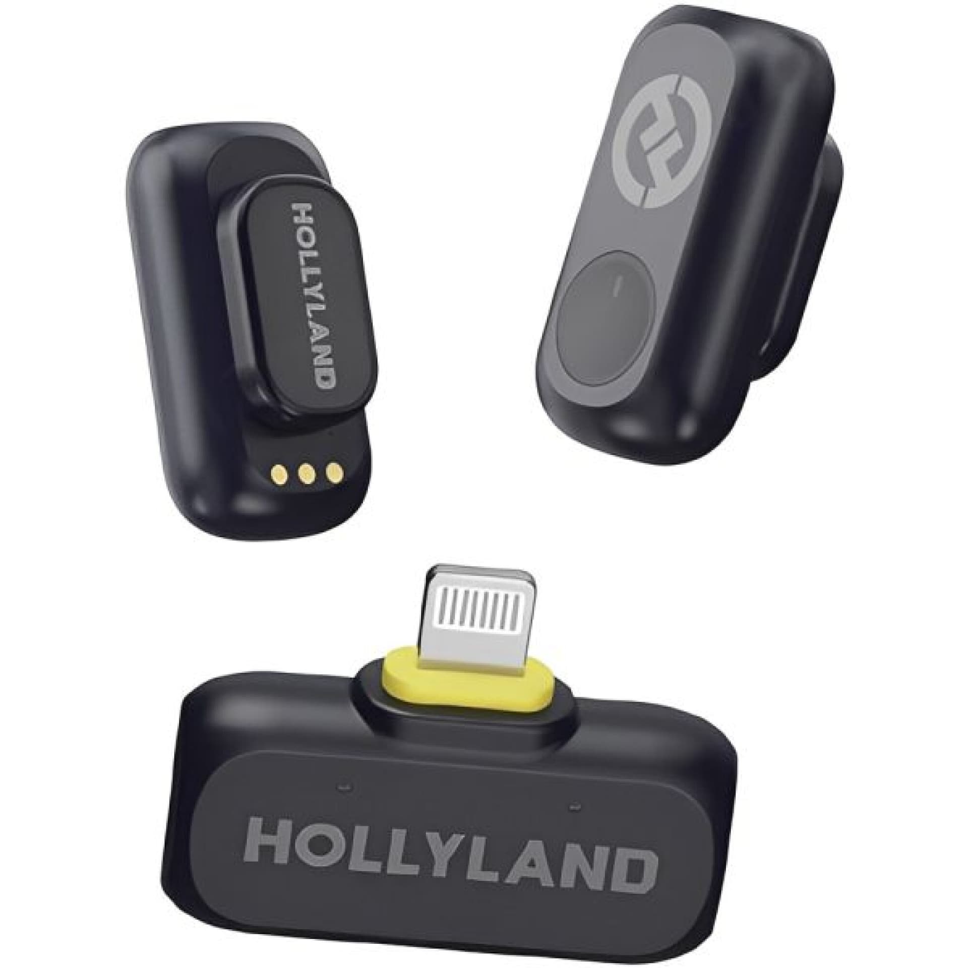 Microfone sem fio Hollyland Lark A1 Duo para iPhone Lightning, 2 transmissores, preto