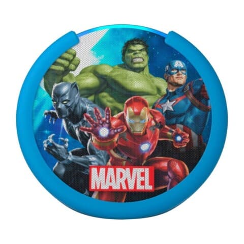 Parlante inteligente Amazon Echo Pop Kids con Alexa y control parental, diseño Marvel Avengers