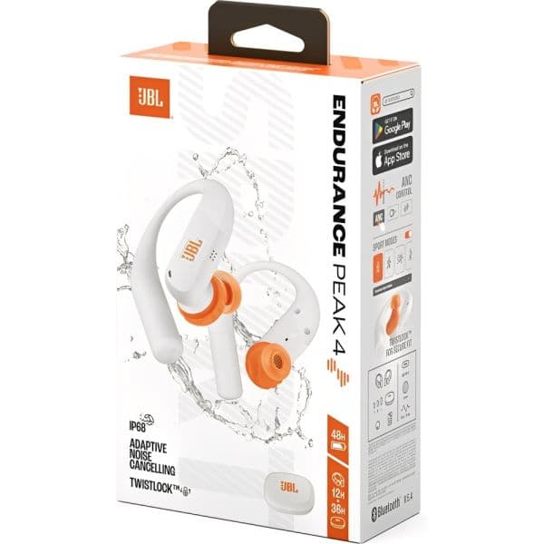 JBL Endurance Peak 4 kabellose Sport-Ohrhörer, Weiß