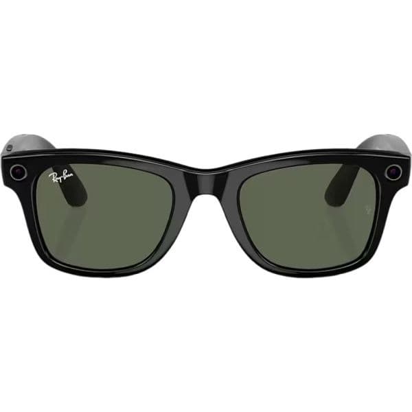 Óculos inteligentes Ray-Ban Meta Wayfarer, preto brilhante, lentes verdes G15, tamanho regular
