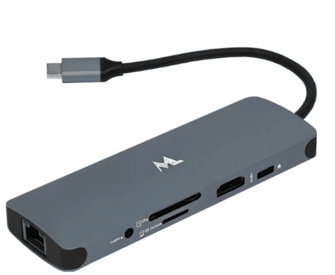 Hub USB-C MTEK DS-91TC (3x USB 3.0, HDMI, RJ45, 3,5 mm, SD), imagem 1 de 1