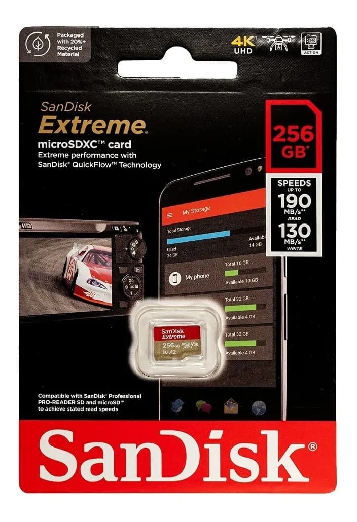 SanDisk Extreme 256GB microSDXC Karte, 4K, Bild 1 von 2