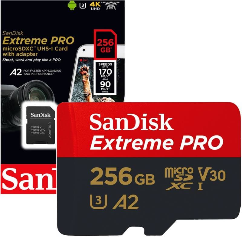 SanDisk Extreme PRO 256GB microSDXC Card, 4K, image 1 of 1