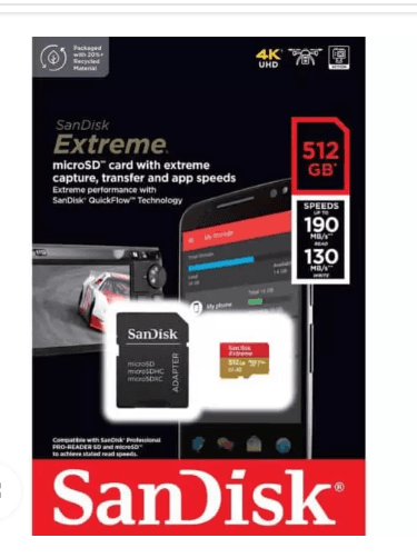 Tarjeta microSD SanDisk Extreme 512GB (SDSQXAV-512G-GN6MA), imagen 1 de 1