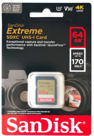 SanDisk Extreme 64GB SDXC Karte, 170 MB/s (SDSDXV2-064G-GNCIN), Bild 1 von 1