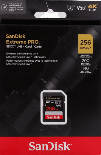 Cartão SD SanDisk Extreme PRO 256GB, 200 MB/s (SDSDXXD-256G-GN4IN), imagem 1 de 1