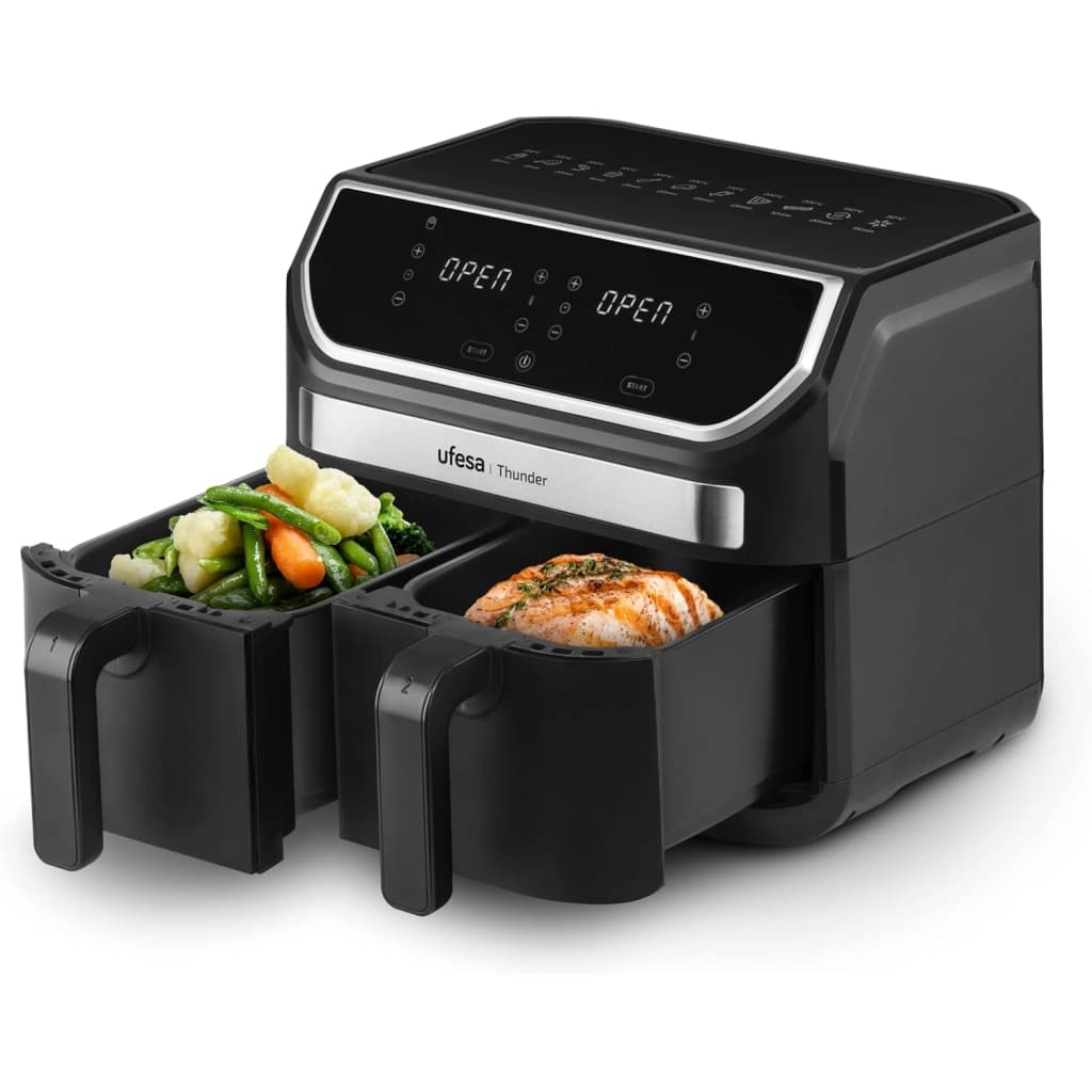 Ufesa Thunder Dual Heißluftfritteuse, 9 L, 1700 W, Schwarz