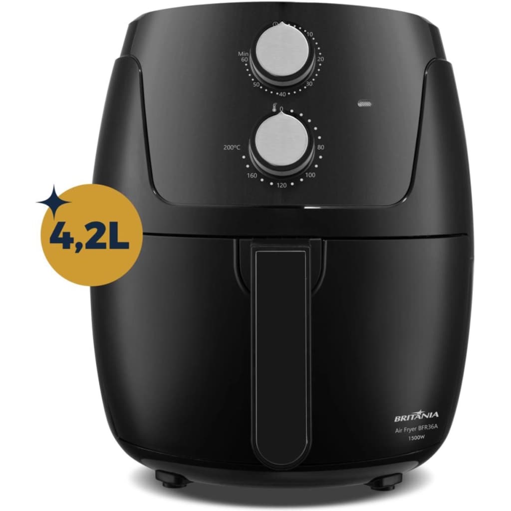 Britania Silverstone BFR36A Heißluftfritteuse, 4,2 L, 1500 W, Schwarz