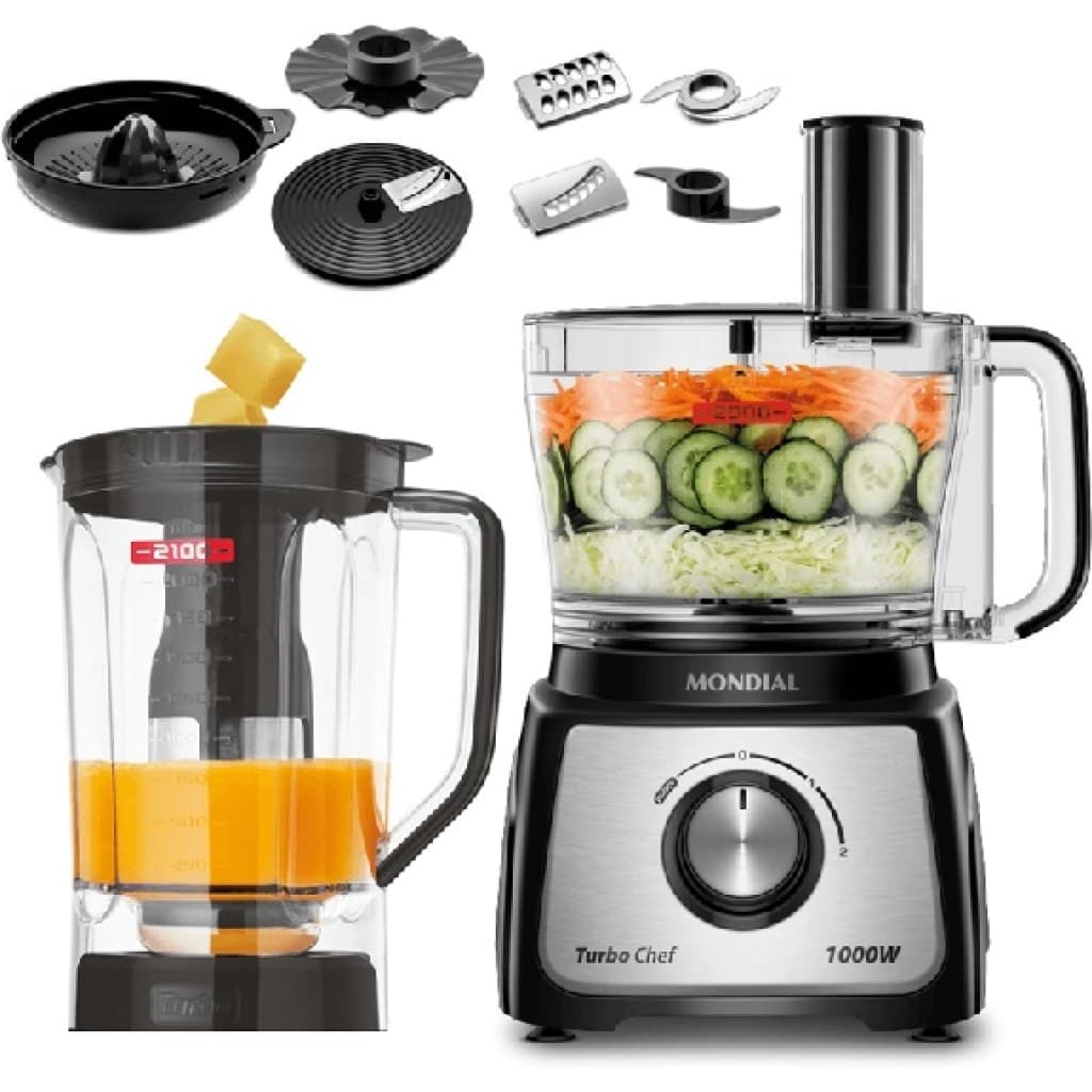 Procesadora de alimentos Mondial Turbo Chef 9-in-1 MPN-01-BF, 1000 W, negro/inox