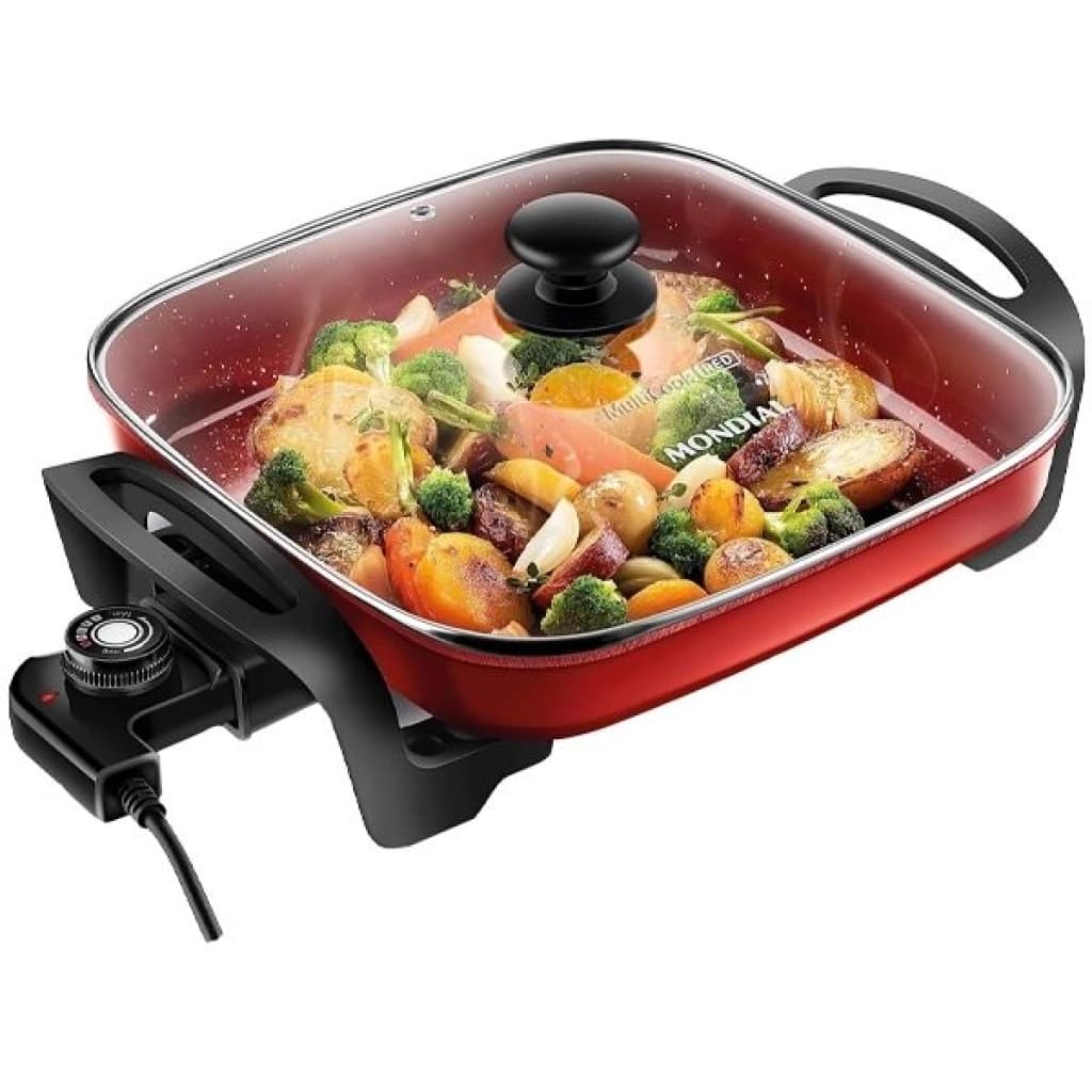 Olla eléctrica multifunción Mondial Multicook PE-49-RC, 2 L, 1200 W, rojo