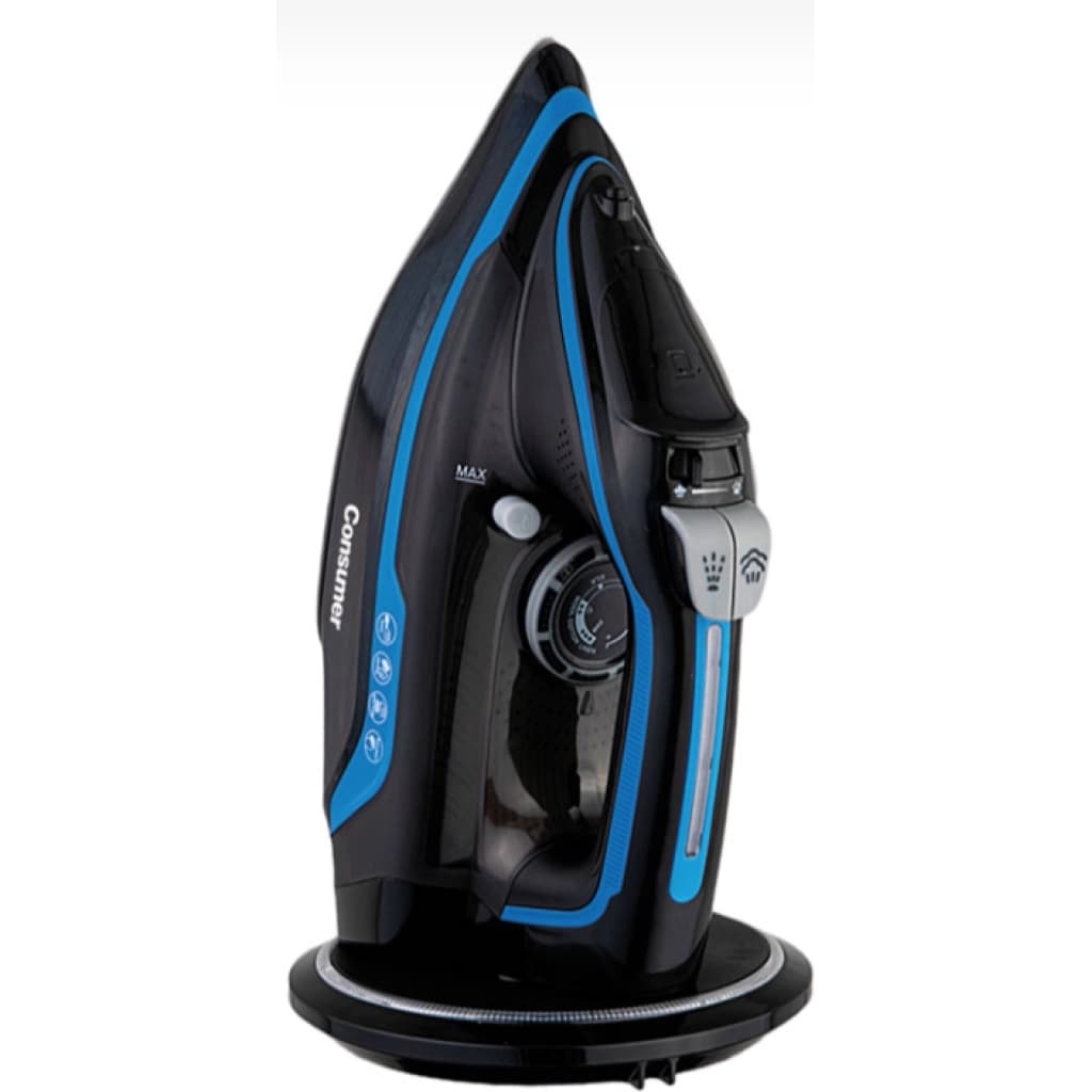 Ferro a vapor sem fio Consumer, 1.200 W, base cerâmica, 300 ml, azul, imagem 1 de 1