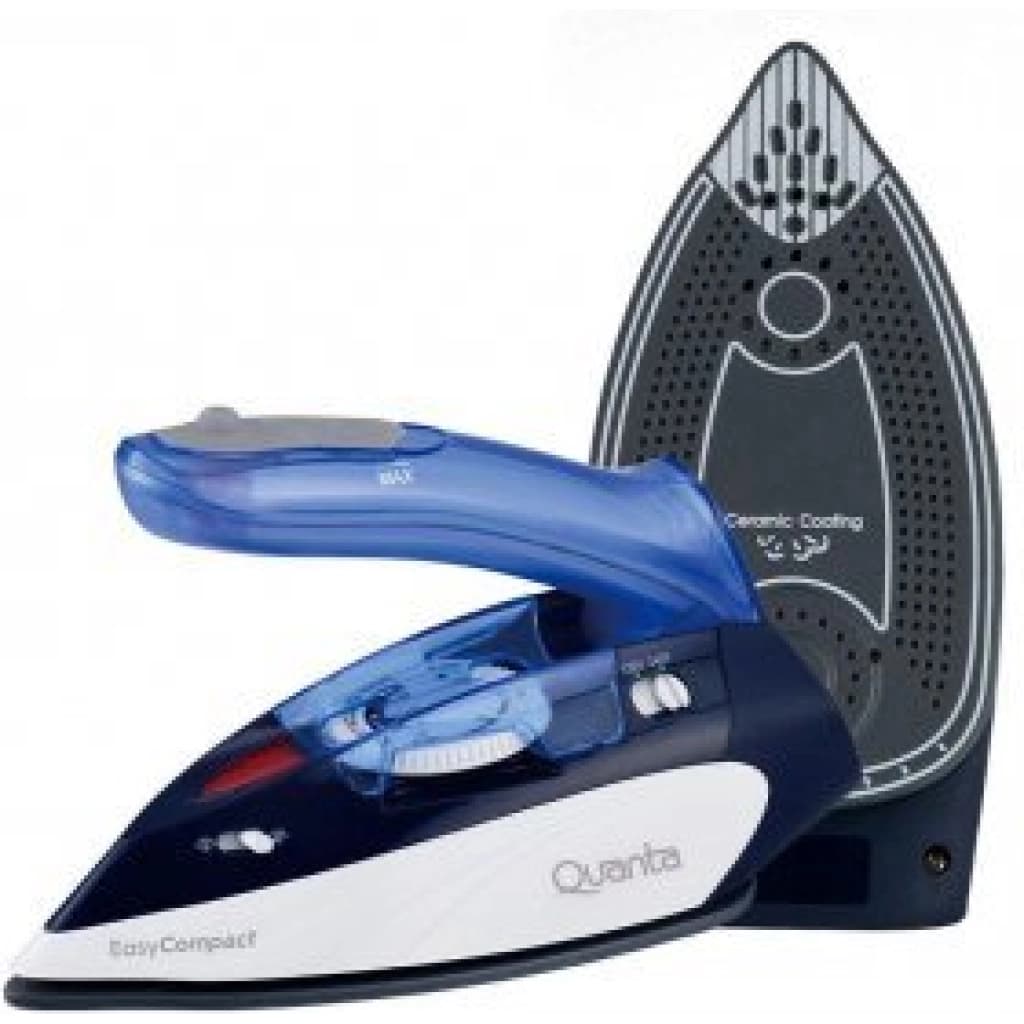 Ferro a vapor de viagem Quanta QTFVV10, base cerâmica, 80 ml, azul