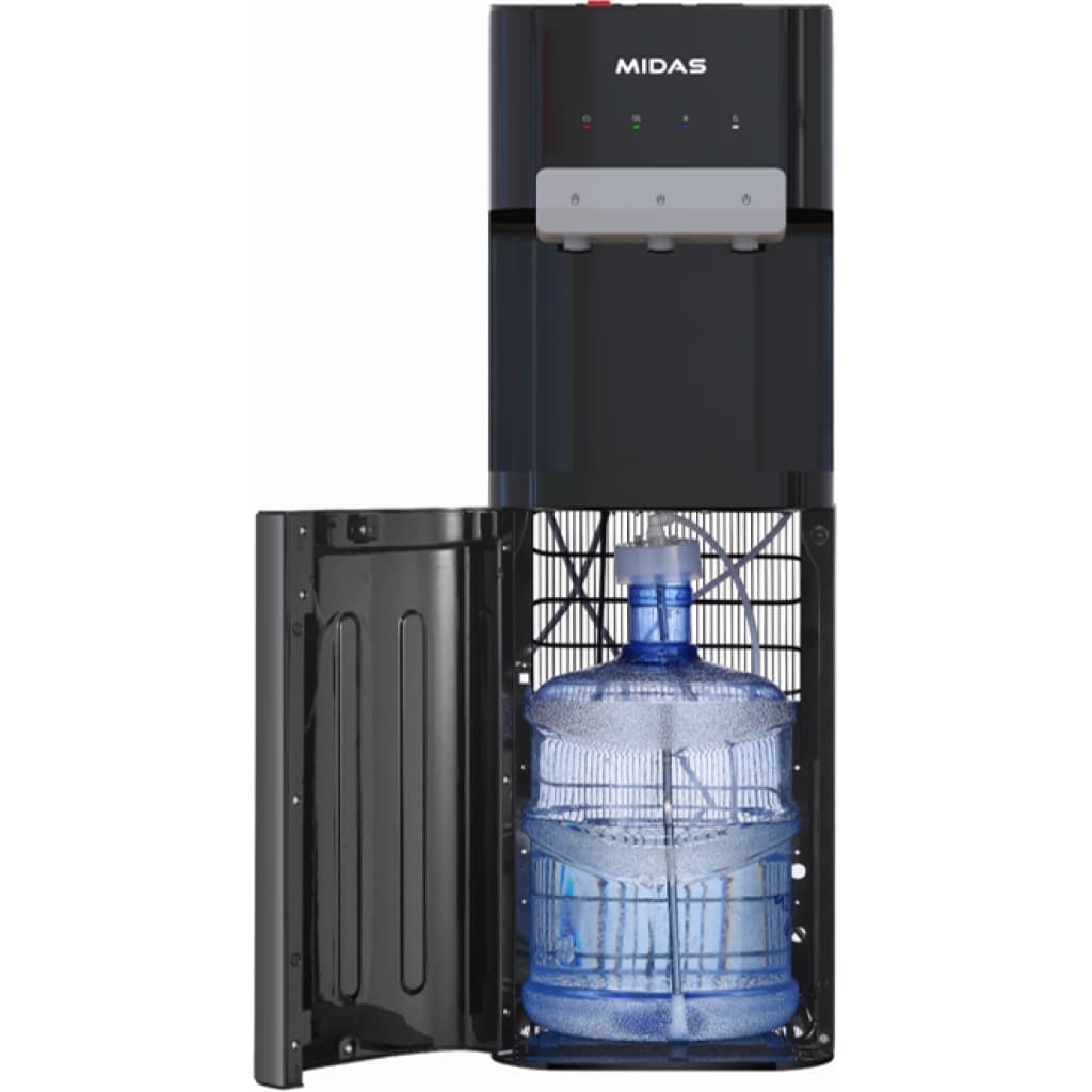 Bebedero de pie con carga inferior Midas MD-BBD25A, agua fría, caliente y natural, con compresor, negro