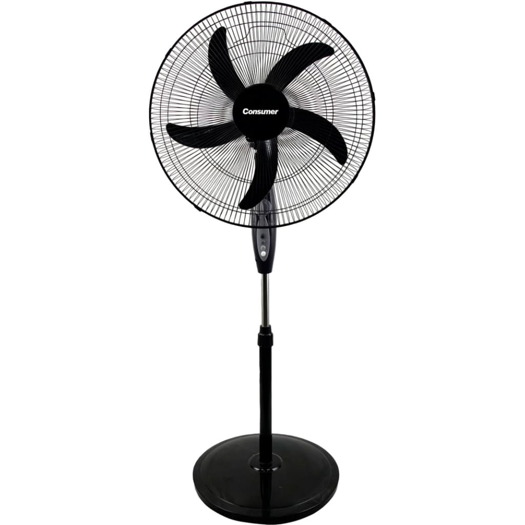 Consumer Pedestal Fan, 20" (50.8 cm), 5 Blades, 3 Speeds, 1-Hour Timer, Black, image 1 of 1