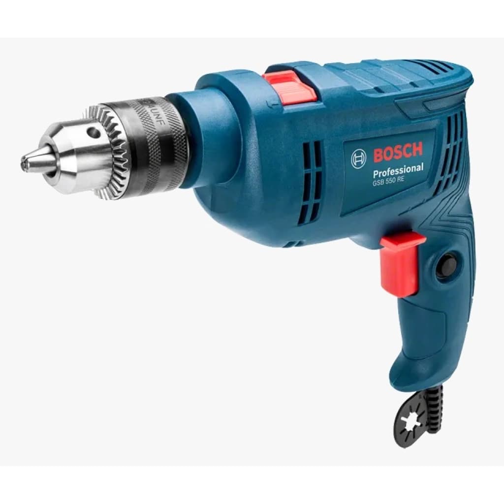 Taladro percutor Bosch GSB 550 RE, 550 W, 13 mm, con 3 mechas