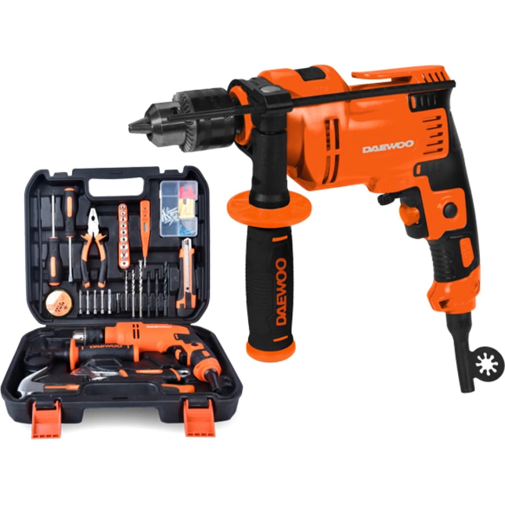 Kit taladro percutor Daewoo DAID550K 550 W con 34 accesorios y maletín