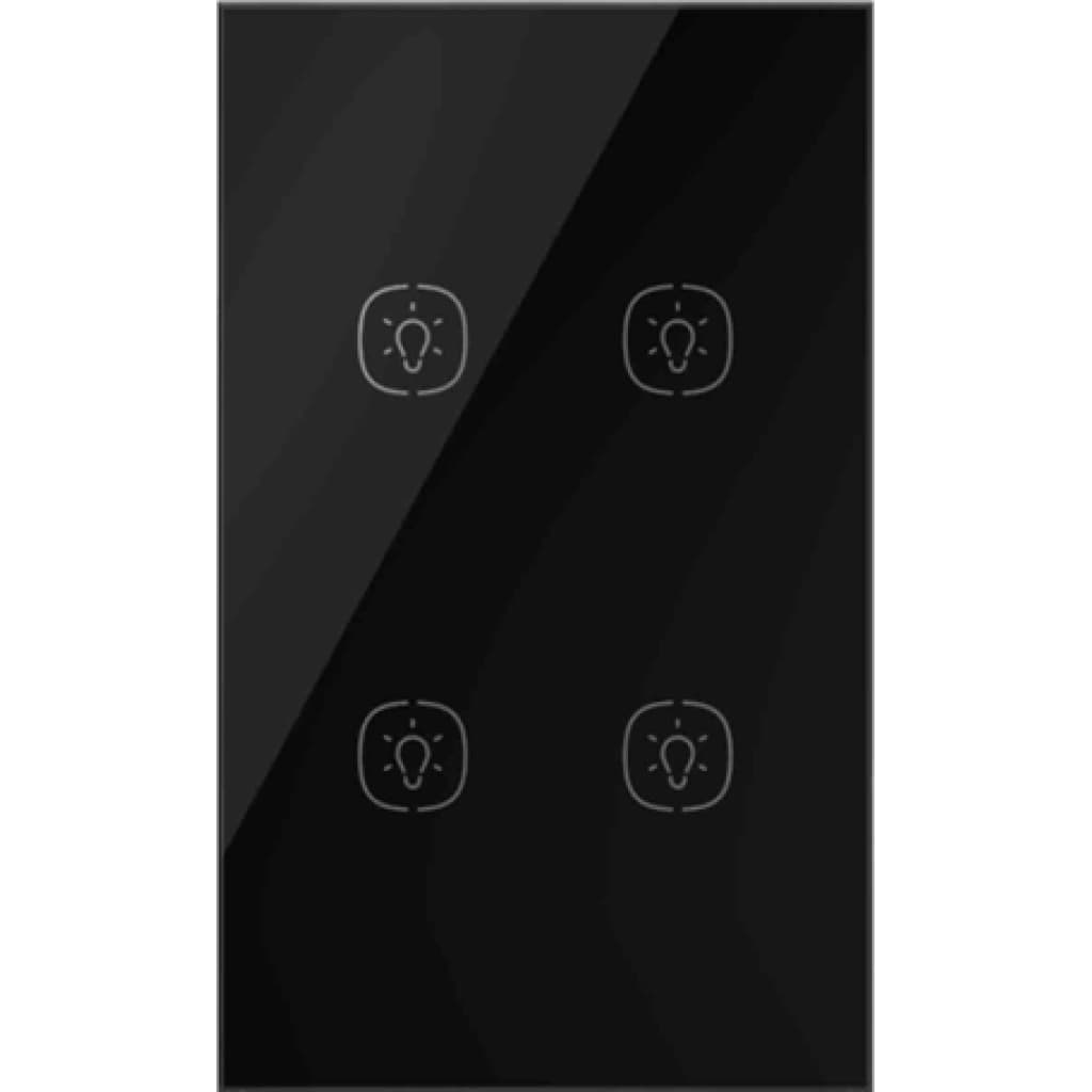 Homie HSS04TR-BLK Zigbee Smart-Touch-Wandschalter, 4-fach, Schwarz
