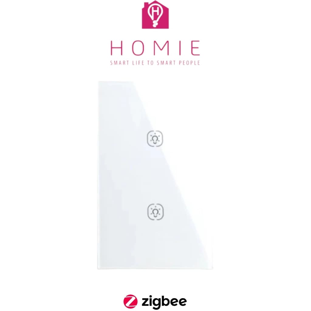 Homie HSS02TR Zigbee Smart-Touch-Wandschalter, 2-fach, Weiß