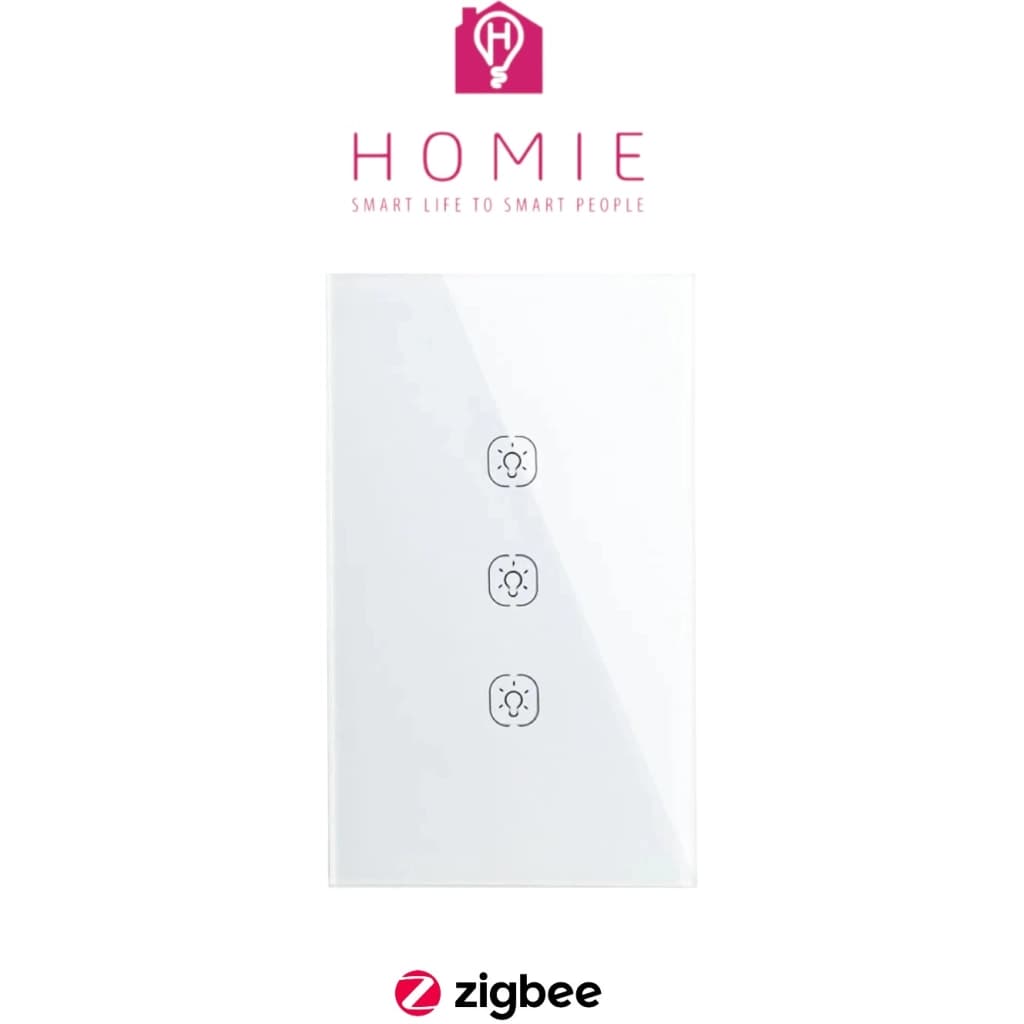 Homie HSS03TR Zigbee Smart-Touch-Wandschalter, 3-fach, Weiß