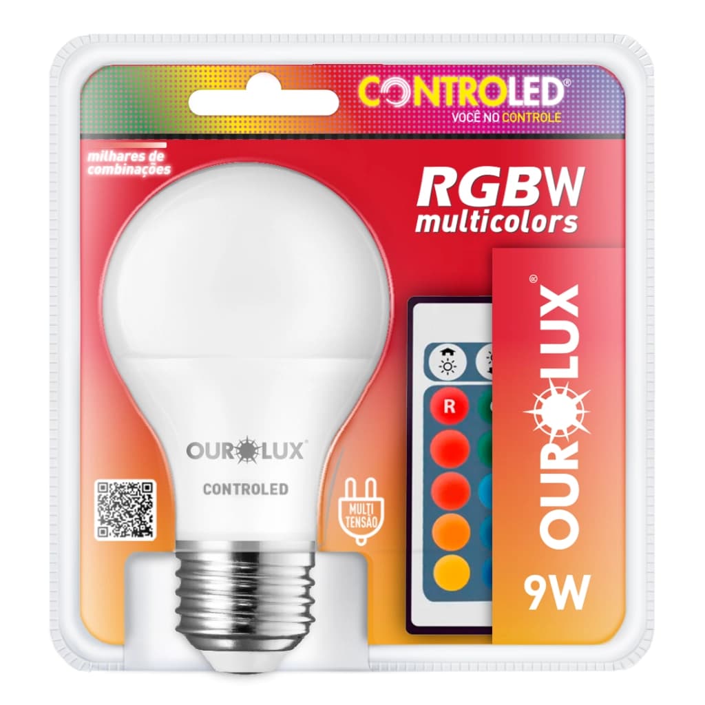 Ourolux Controled 9-W-RGBW-Farb-LED-Lampe mit Fernbedienung, E27