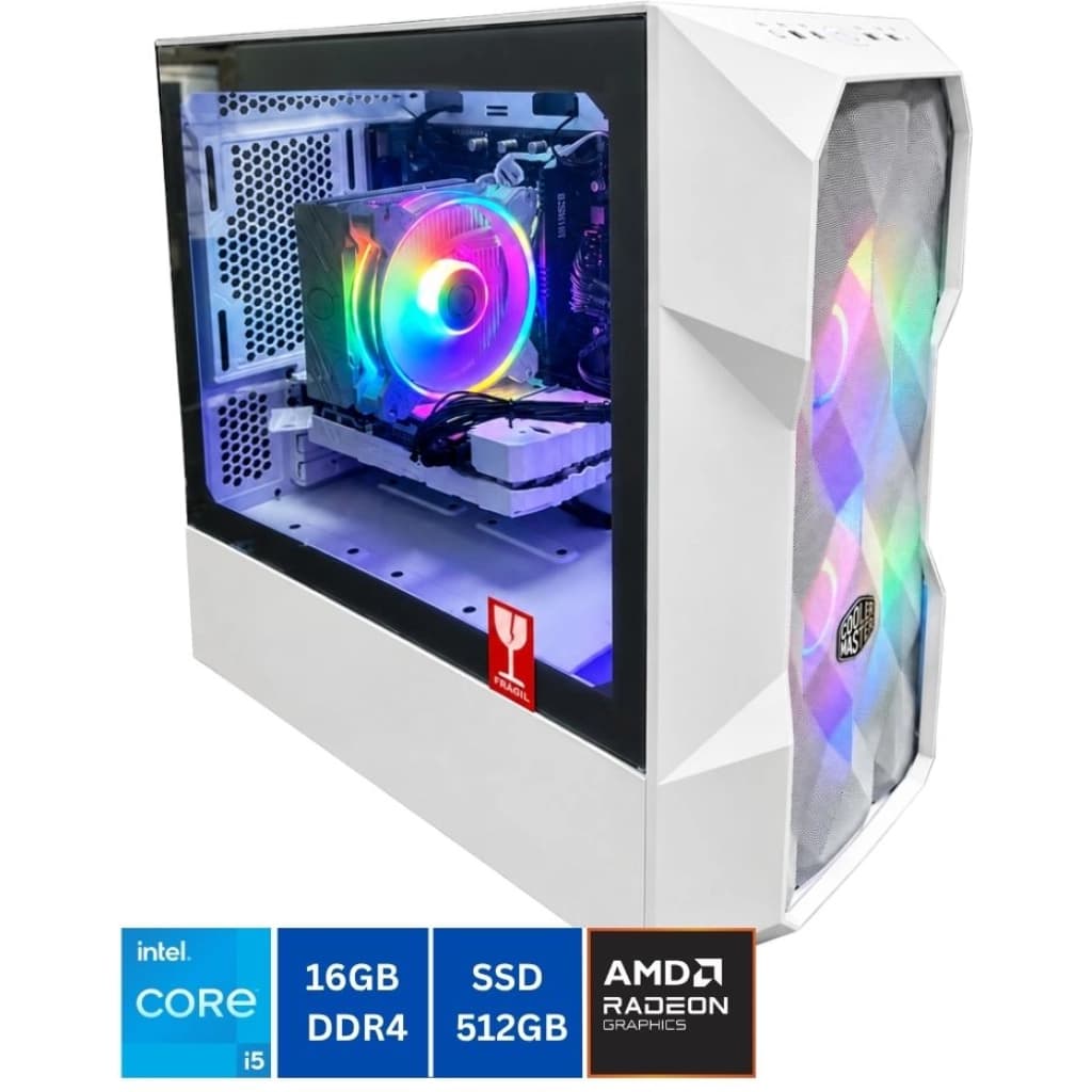 AUR13 Gaming PC, Intel Core i5-14400F, Radeon RX 580 8 GB, 16 GB RAM, 512 GB SSD, White, image 1 of 1