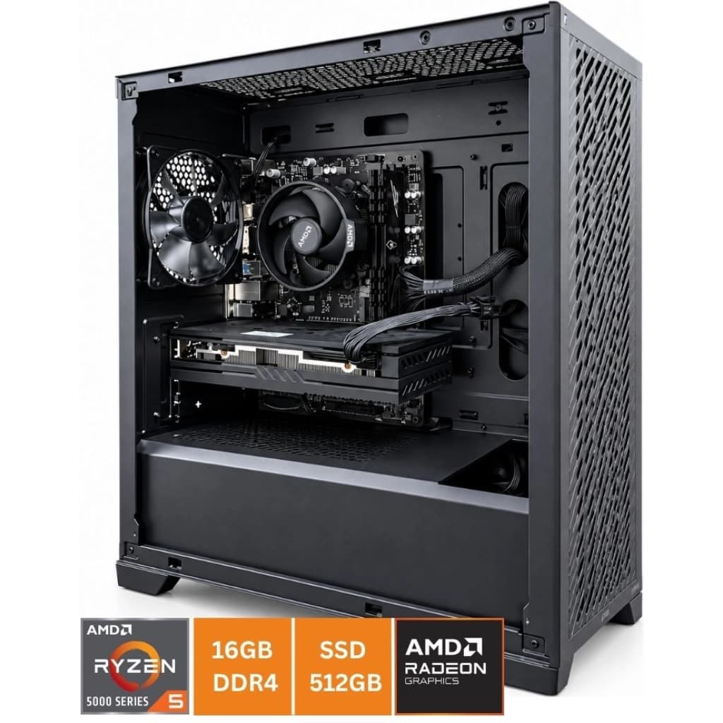 AUR14 Gaming PC, AMD Ryzen 5 5500, Radeon RX 6600 8 GB, 16 GB RAM, 512 GB SSD