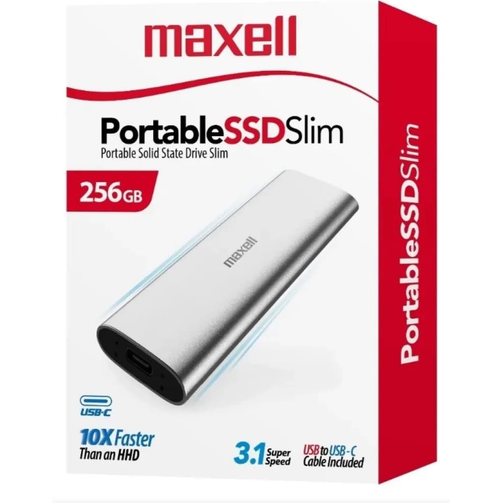 SSD externo Maxell Portable Slim, 256 GB, USB-C