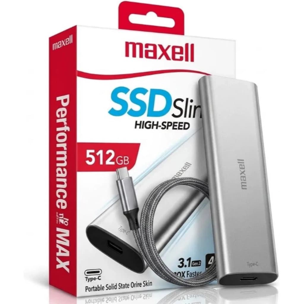 SSD externo Maxell Portable Slim, 512 GB, USB-C