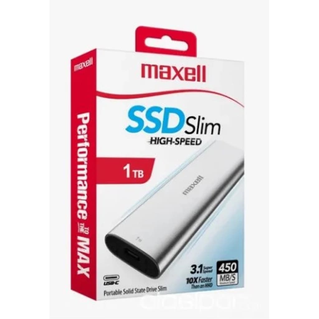 SSD externo Maxell Portable Slim, 1 TB, USB-C