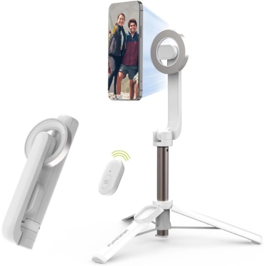 Trípode selfie stick magnético PureGear con control remoto, blanco