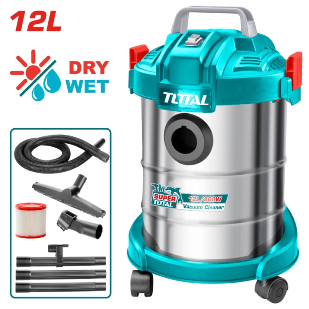 Total TVC14122 Wet and Dry Vacuum, 12 L, 800 W