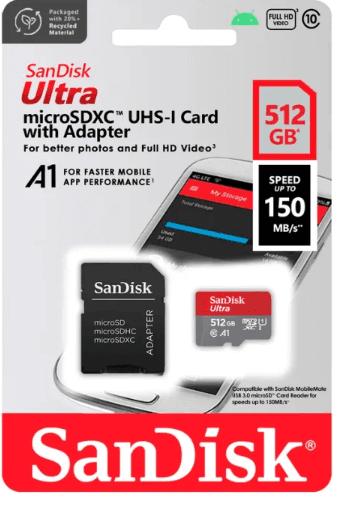 Tarjeta microSD SanDisk Ultra 512GB, clase 10, imagen 1 de 1